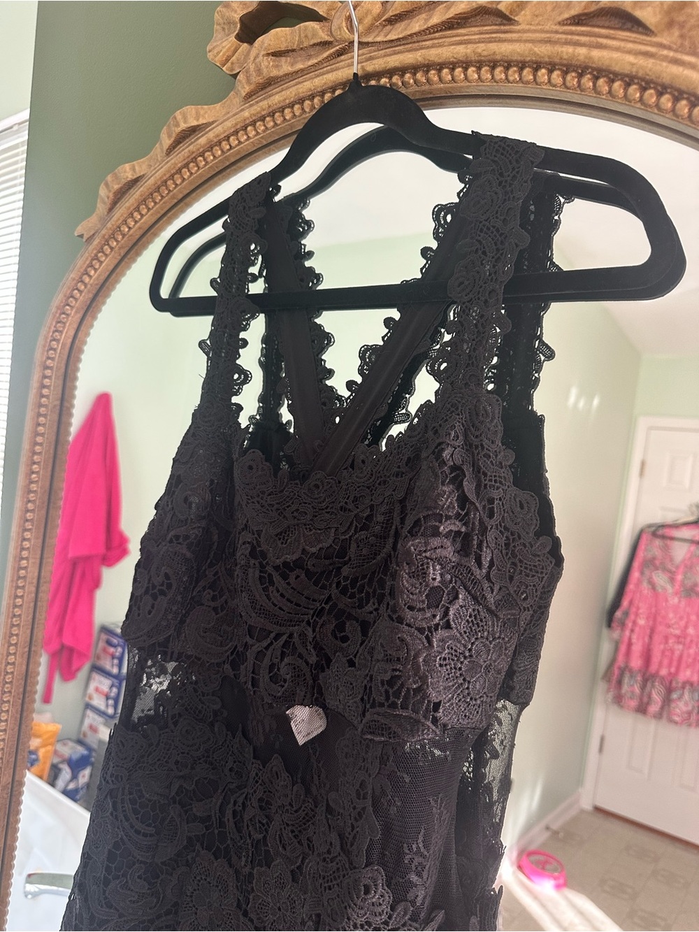 VENUS Black Floral Lace Mini Dress - Picture 2 of 5